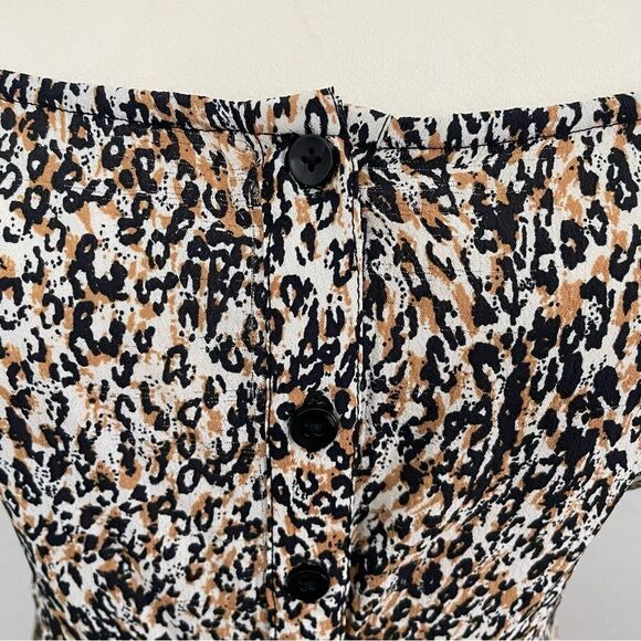 Volcom 1 Minute More Leopard Print Pocket Button Down Mini Dress Small NEW - Picture 4 of 13
